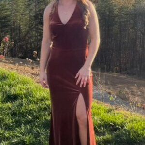 Revelry Women's Velvet Terracotta Gown - Size 8